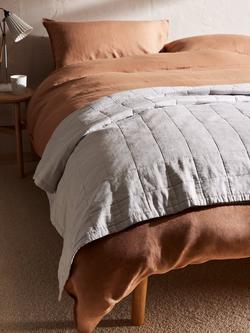 John Lewis Linen Blend Quilted Bedspread - view 2, Light Grey