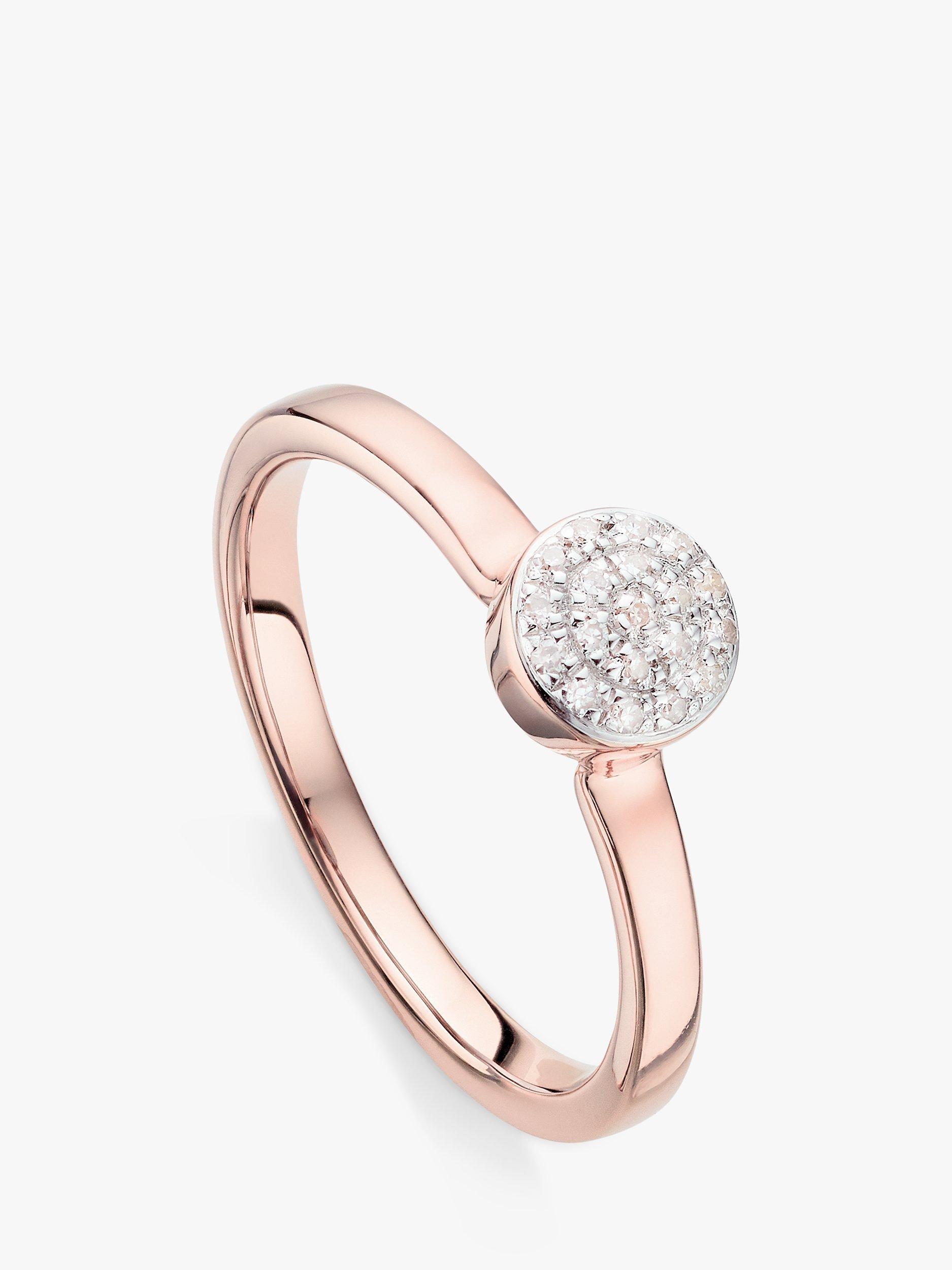 Monica Vinader Fiji Mini Button Diamond Stacking Ring