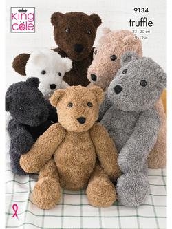 King Cole Truffle Bears Knitting Pattern, 9134, Truffle