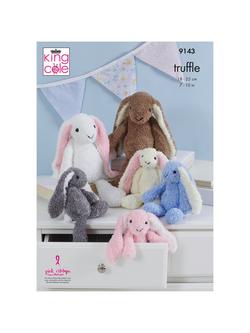 King Cole Truffle DK Bunnies Knitting Pattern, 9143, Truffle