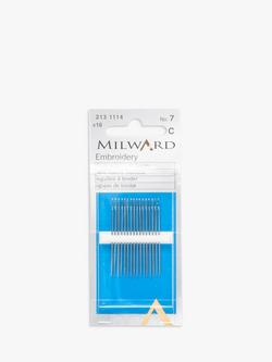 Milward Embroidery Needles, N7, Pack of 16, Silver