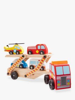 Melissa & Doug Wooden Emergency Vehicle Carrier, 