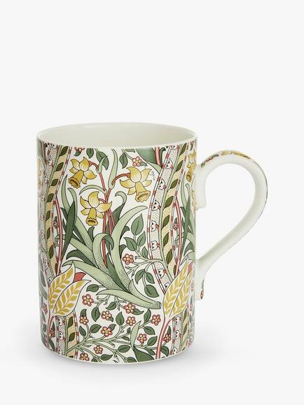 Morris & Co. Spode Daffodil Bone China Mug, 340ml, Green/Multi, Green/Multi