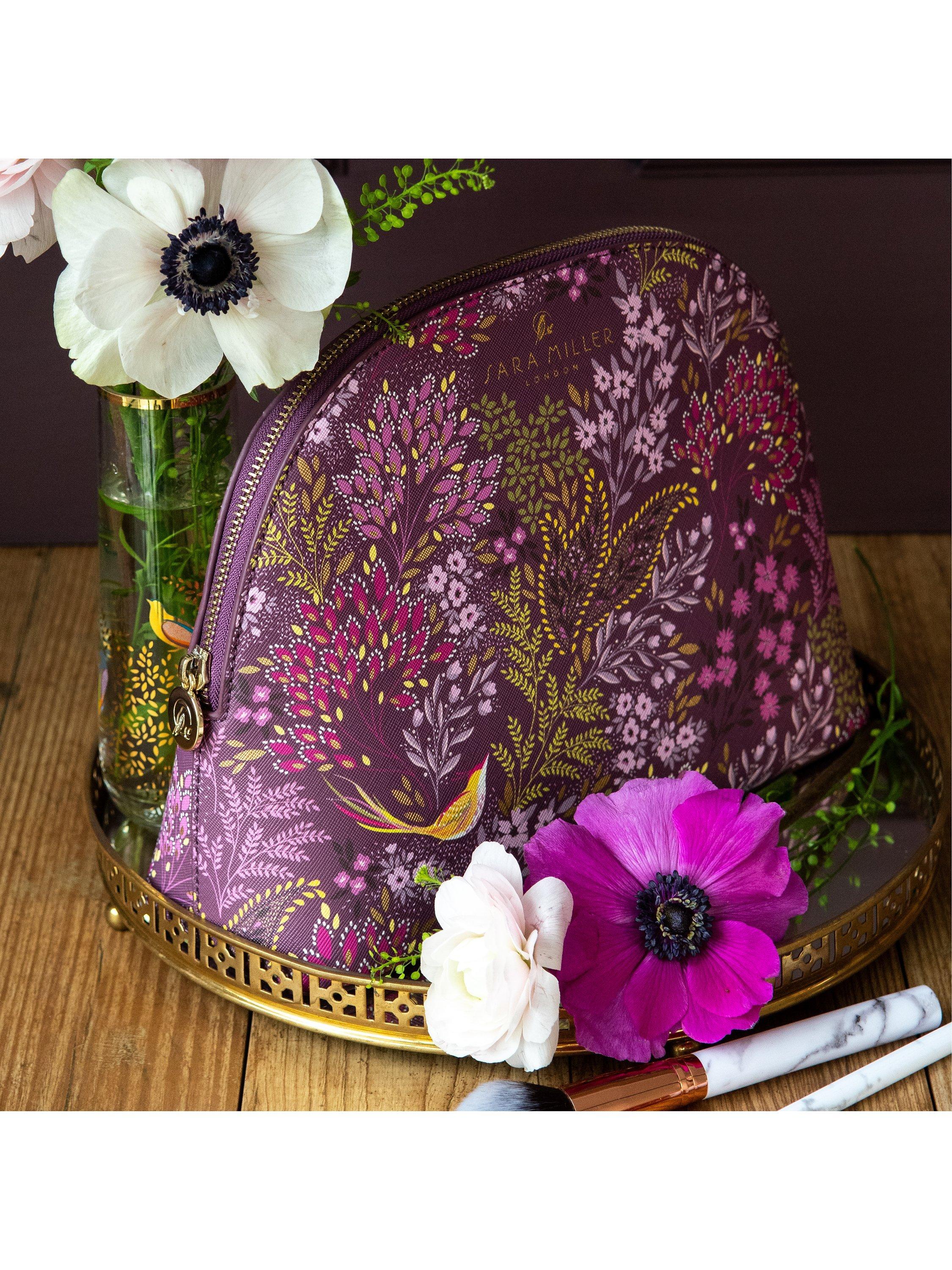 Product image 2 of 4, which shows Sara Miller Bird & Florals Cosmetic Bag, Purple