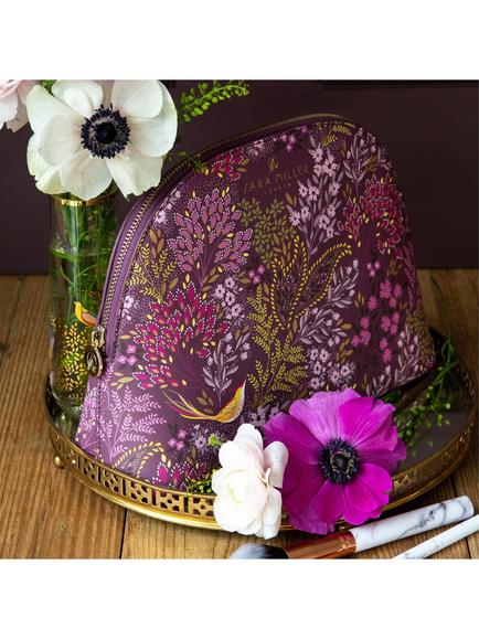 Sara Miller Bird & Florals Cosmetic Bag, Purple - view 2, Purple