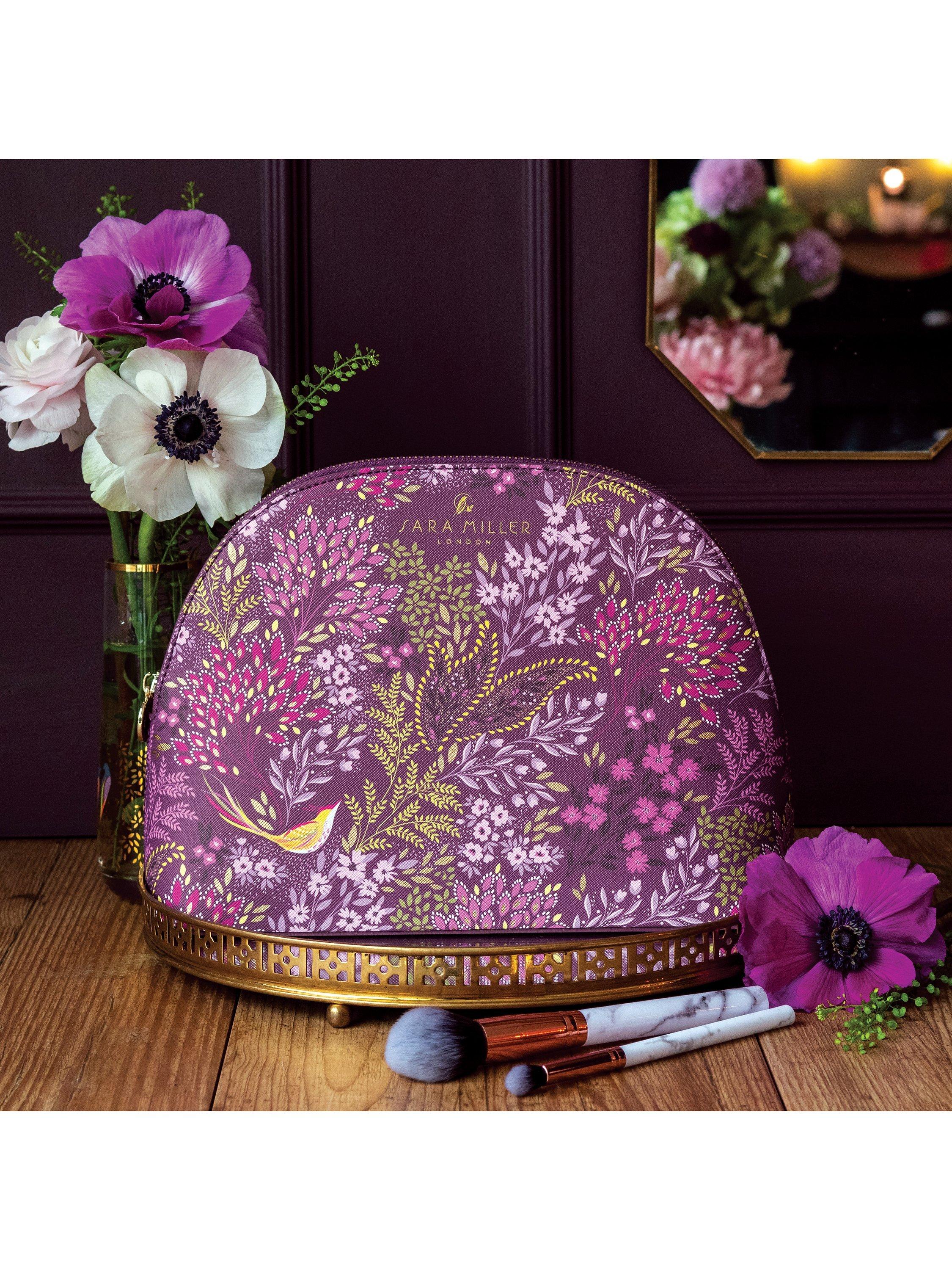 Product image 3 of 4, which shows Sara Miller Bird & Florals Cosmetic Bag, Purple