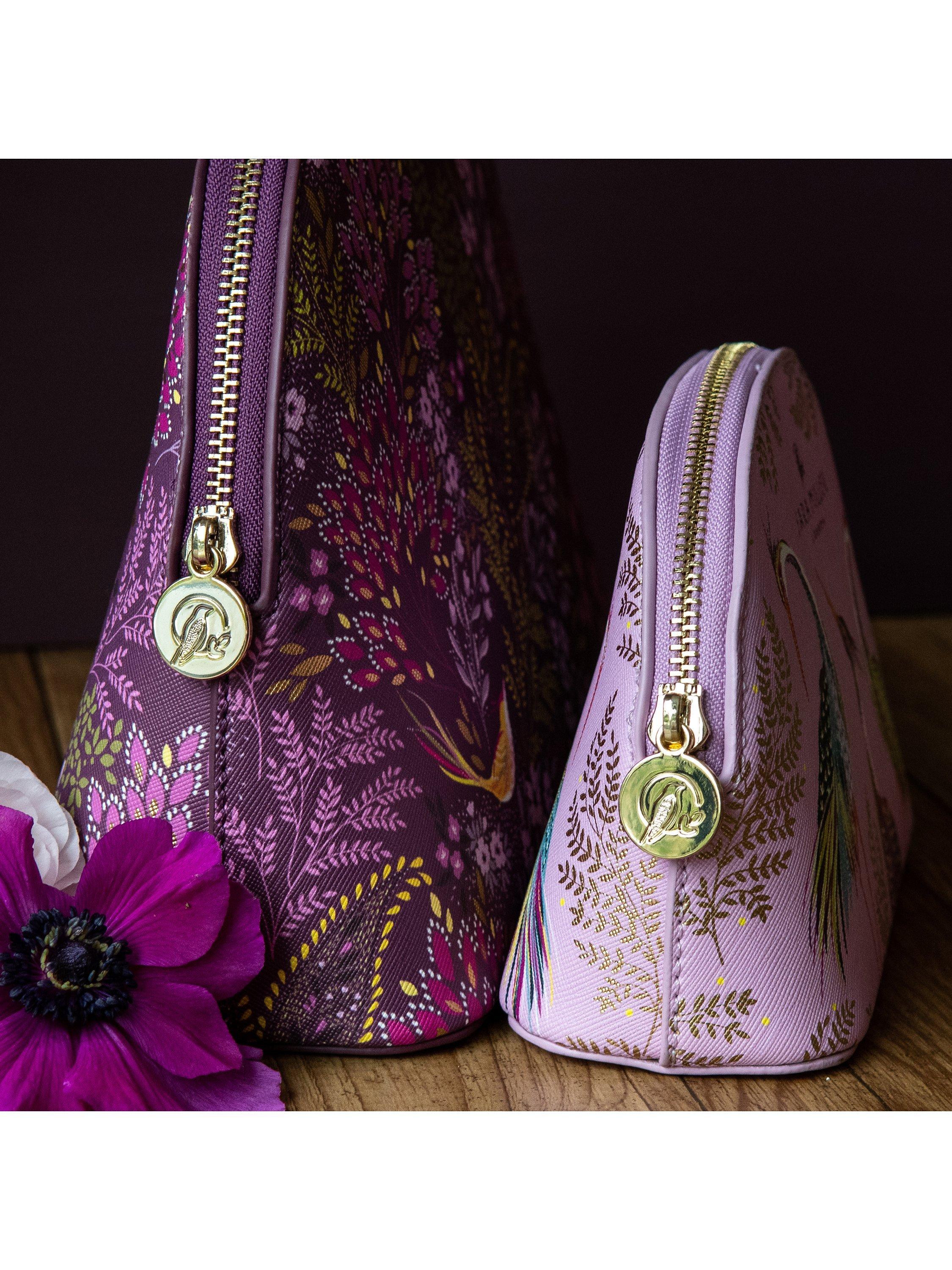 Product image 4 of 4, which shows Sara Miller Bird & Florals Cosmetic Bag, Purple