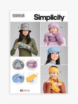 Simplicity Misses' Hats, Mittens and Headband Sewing Pattern, S9658A, 