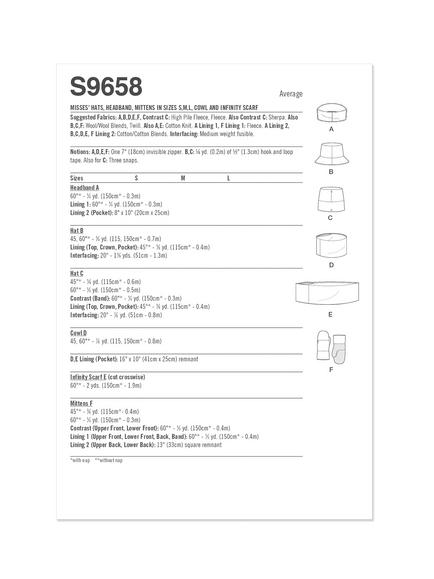 Simplicity Misses' Hats, Mittens and Headband Sewing Pattern, S9658A - view 2, 