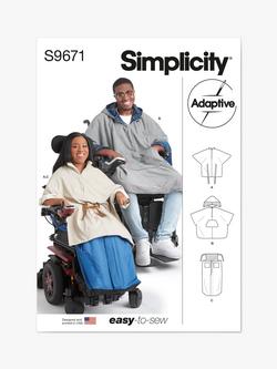Simplicity Unisex Poncho with Detachable Hood and Wheelchair Blanket Sewing Pattern, S9671A, 