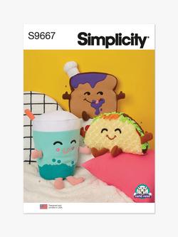 Simplicity Plush Taco, Toast and Bubble Tea Sewing Pattern, S9667OS, 