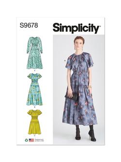 Simplicity Misses' Gathered Dresses Sewing Pattern, S9678, Multi