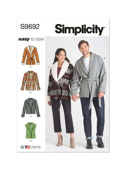 Simplicity Unisex Jacket, Vest and Belt Sewing Pattern, S9692A, 