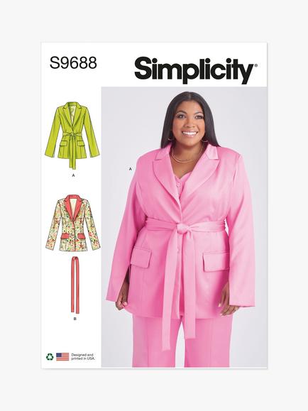 Simplicity Misses' and Women's Jacket with Tie Belt Sewing Pattern, S9688M1, 