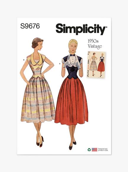 Simplicity Vintage Two Piece Dresses Sewing Pattern, S9676, Multi