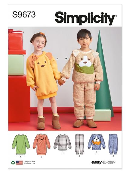 Simplicity Animals Children's Loungewear Sewing Pattern, S9673A, 