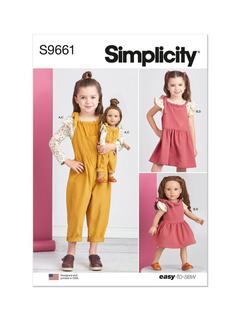 Simplicity Child's and Doll's Knit Tops and Overalls Sewing Pattern, S9661A