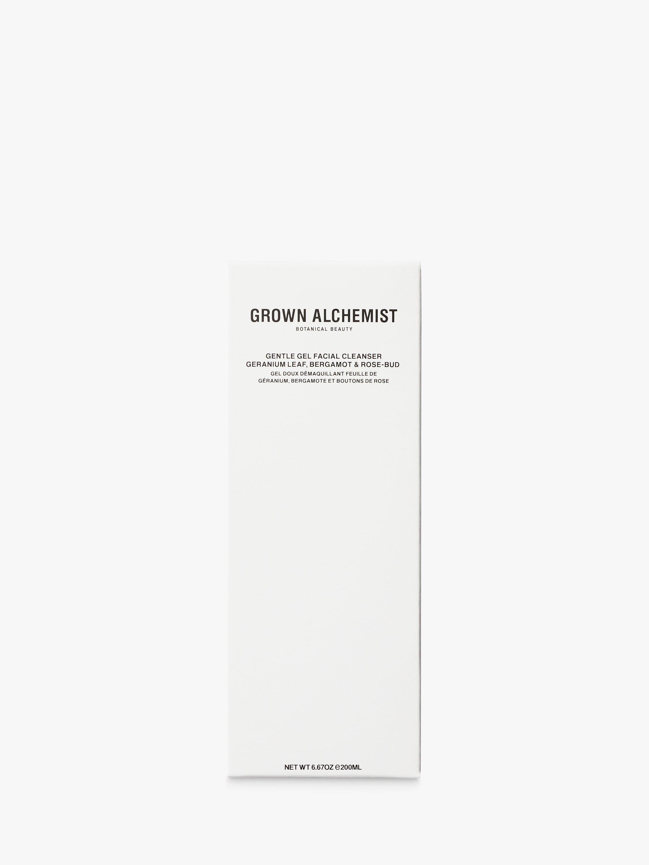 Product image 2 of 9, which shows Grown Alchemist Gentle Gel Facial Cleanser: Geranium Leaf, Bergamot, Rosebud, 200ml