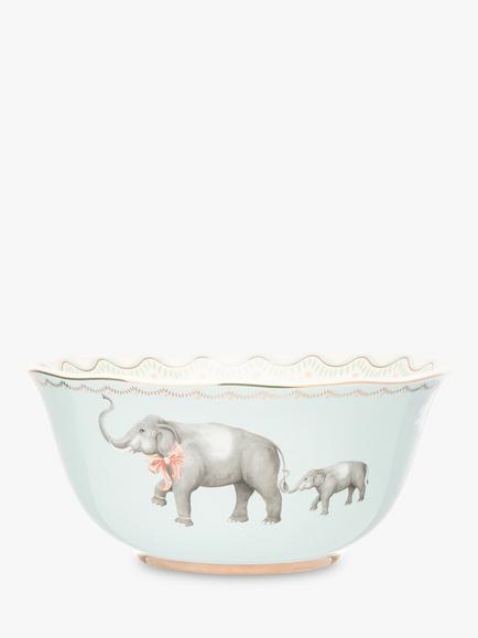 Yvonne Ellen Elephant Fine China Serving Bowl, 25cm, Blue/Multi, Multi