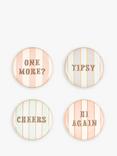 Yvonne Ellen Slogan Round Ceramic Coasters, Set of 4, Assorted