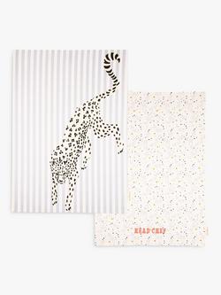 Yvonne Ellen Cheetah & 'Head Chef' Cotton Tea Towels, Set of 2, Multi, Multi