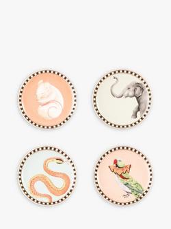 Yvonne Ellen Animal Round Fine China Coasters, Set of 4, Assorted, Multi