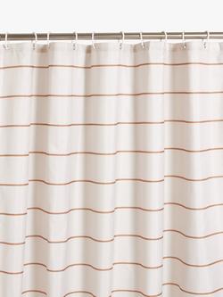 John Lewis Textured Wide Horizontal Stripe Recycled Polyester Shower Curtain, Caramel, Caramel