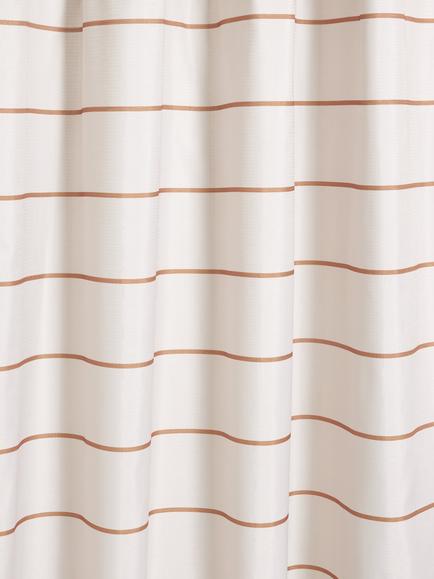 John Lewis Textured Wide Horizontal Stripe Recycled Polyester Shower Curtain, Caramel - view 2, Caramel