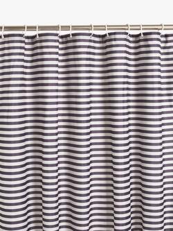 John Lewis Textured Horizontal Stripe Recycled Polyester Shower Curtain, Graphite, Graphite