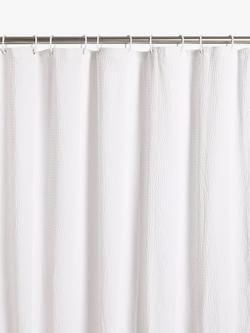 John Lewis Textured Seersucker Recycled Polyester Shower Curtain, White, White