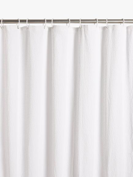 John Lewis Textured Seersucker Recycled Polyester Shower Curtain, White, White