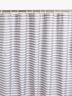 John Lewis Textured Seersucker Horizontal Stripe Recycled Polyester Shower Curtain, Thistle, Thistle