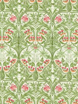 Morris & Co. Bluebell Linen Blend Furnishing Fabric, Leaf Green/Sweet Briar