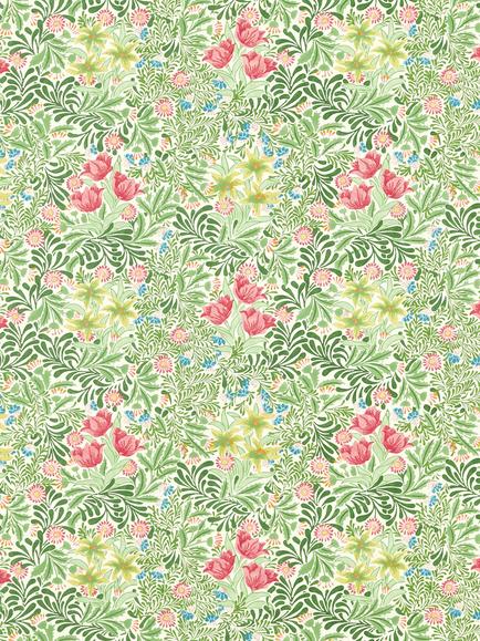Morris & Co. Bower Furnishing Fabric, Bough's Green/Rose