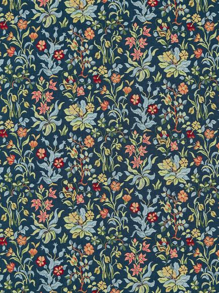 Morris & Co. Flowers by May Furnishing Fabric, Indigo, Indigo