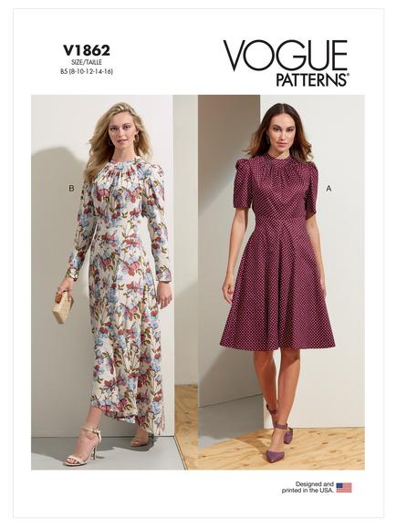 Vogue Misses' Semi Fitted Two Length Dress Sewing Pattern, V1862, 