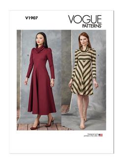 Vogue Misses' Cowl Neck Fit and Flare Dress Sewing Pattern, V1907, 