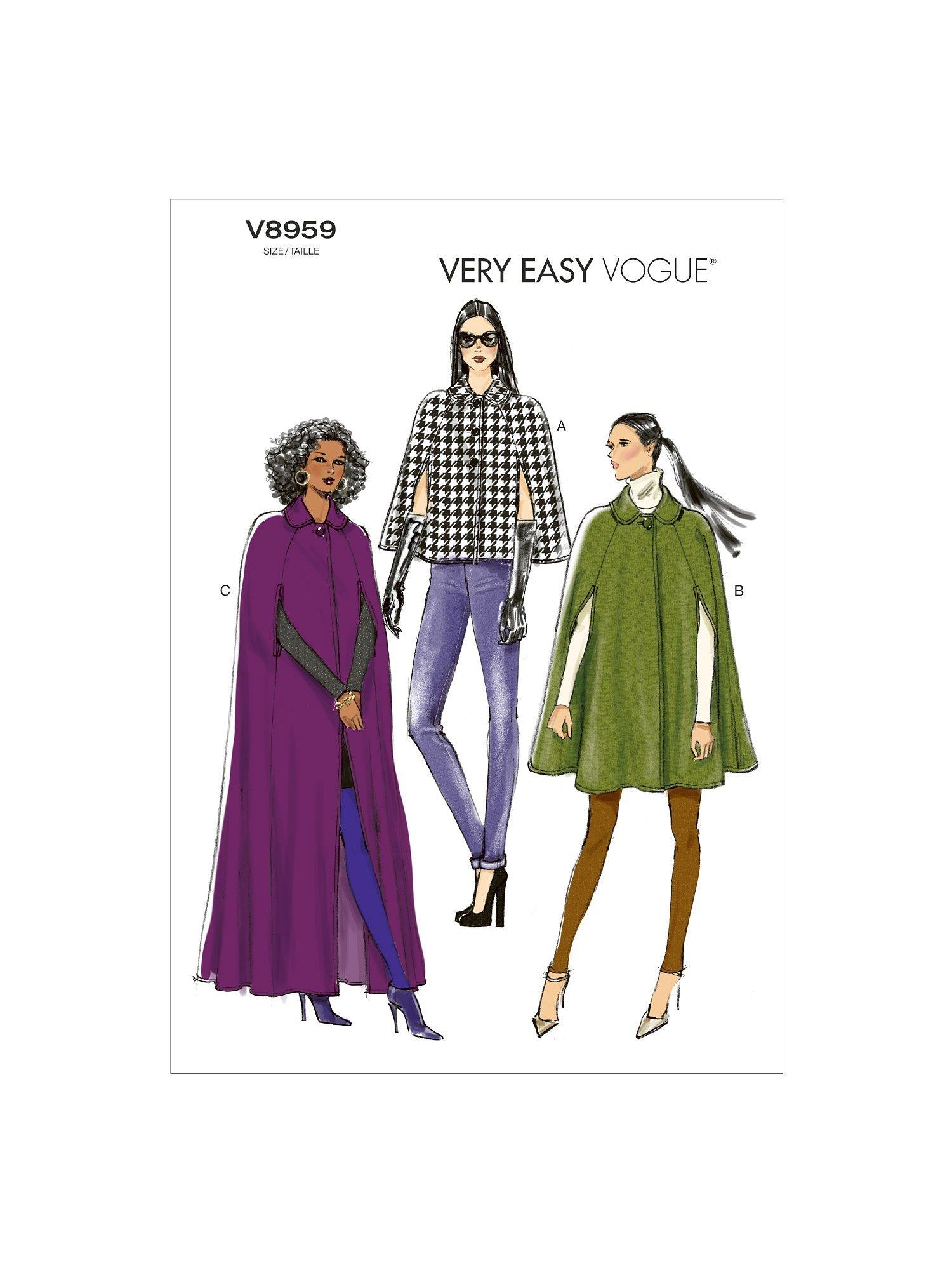 Vogue Misses' Loose Fitting Lined Cape Sewing Pattern V8959