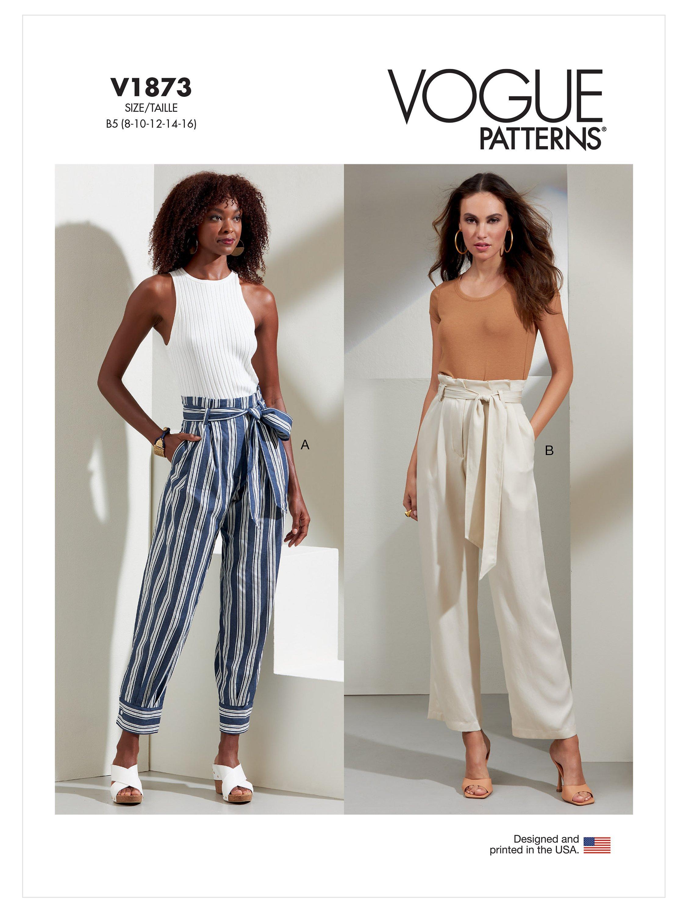 Vogue Misses Paper Bag Waist Pants Sewing Pattern V1873