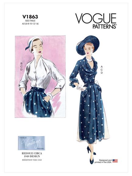 Vogue Misses' Vintage Blouse, Skirt and Belt Sewing Pattern, V1863, 