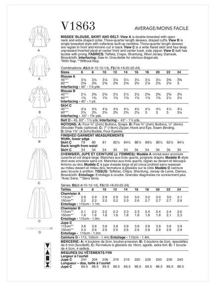 Vogue Misses' Vintage Blouse, Skirt and Belt Sewing Pattern, V1863 - view 2, 