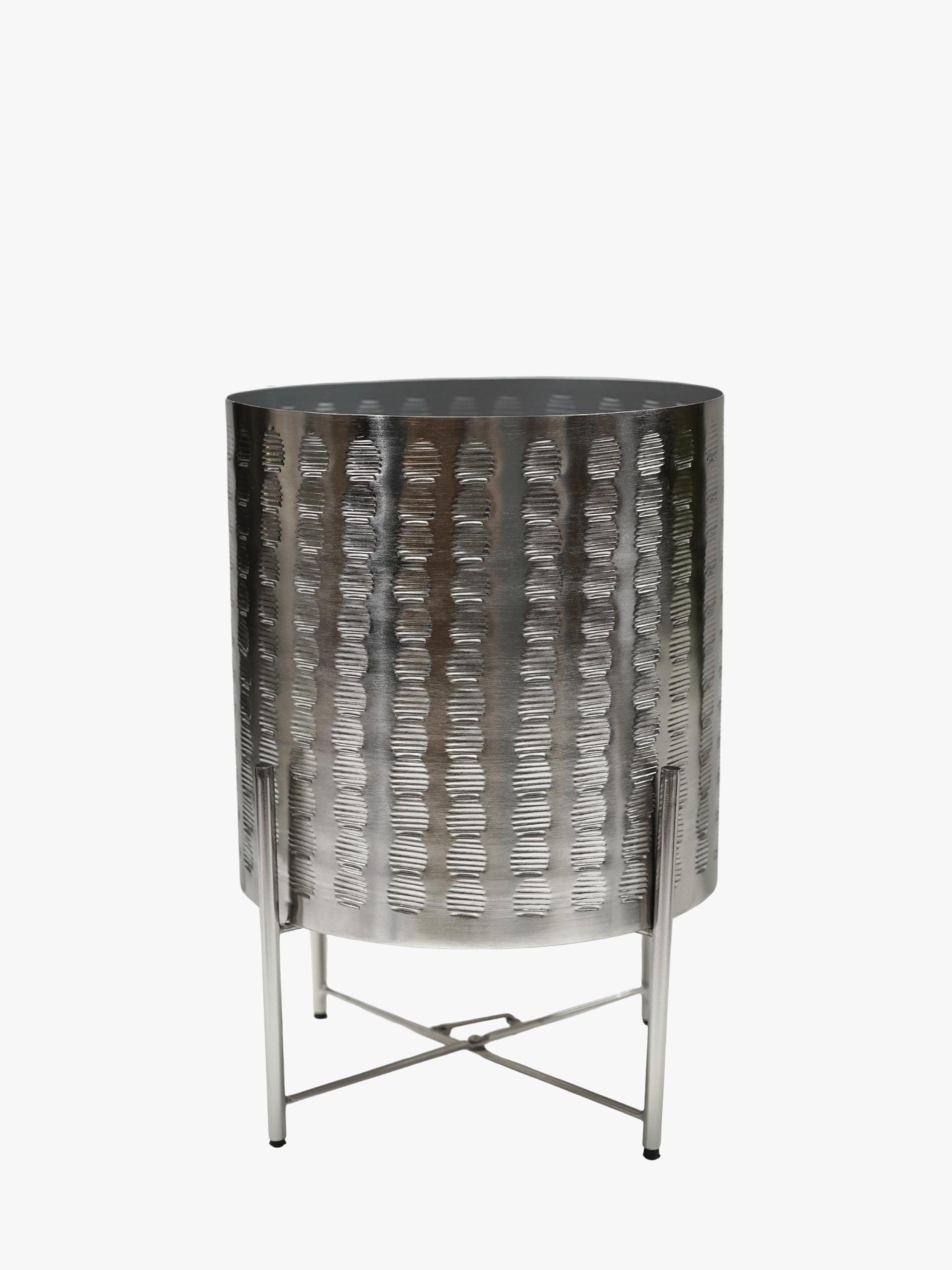 Ivyline Zendaya Indoor Metal Planter Stand, 27cm, Silver
