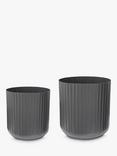 Ivyline Hudson Corrugated Steel Indoor/Outdoor Planters, Set of 2, Slate