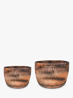 Ivyline Hampton Outdoor Bowl Planter, Set of 2, Copper, Copper