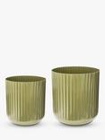 Ivyline Hudson Corrugated Steel Indoor/Outdoor Planters, Set of 2, Green