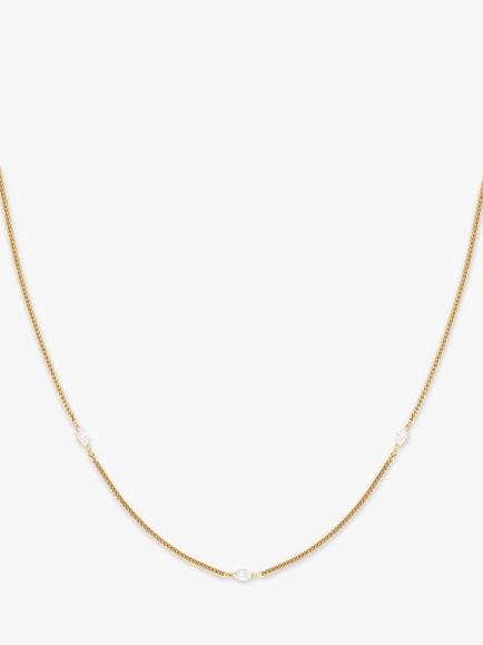 Astrid & Miyu Navette Cubic Zirconia Chain Necklace, Gold, Gold