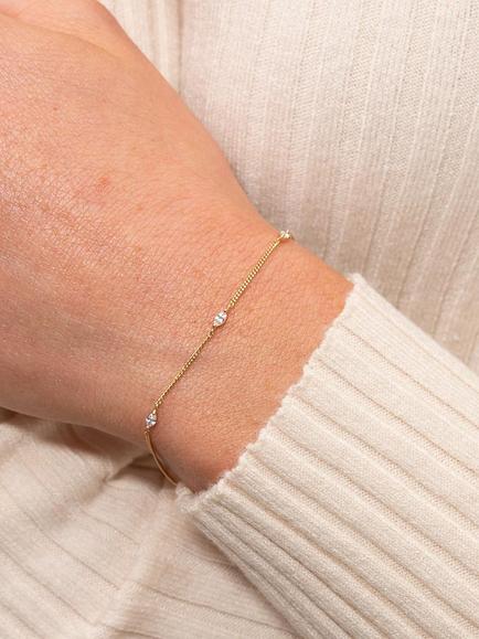 Astrid & Miyu Navette Cubic Zirconia Chain Bracelet, Gold - view 2, Gold