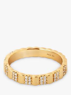 Astrid & Miyu Cubic Zirconia Double Row Band Ring, Gold, Gold