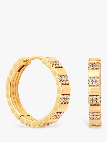 Astrid & Miyu Cubic Zirconia Double Row Post Earrings, Gold, Yellow Gold