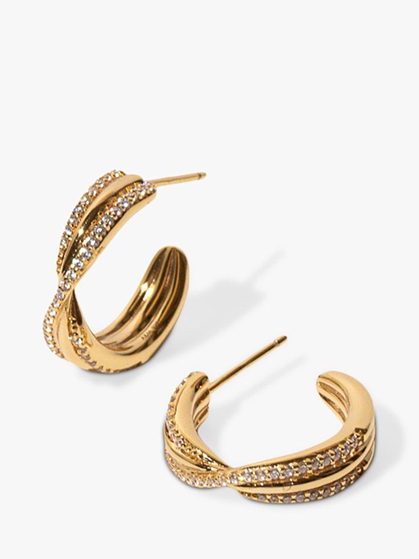 Astrid & Miyu Crystal Twisted Illusion Hoop Earrings, Gold